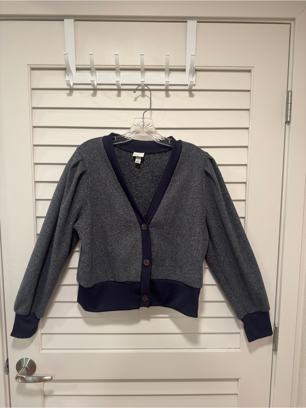 Target Gray Cardigan with Navy Trim